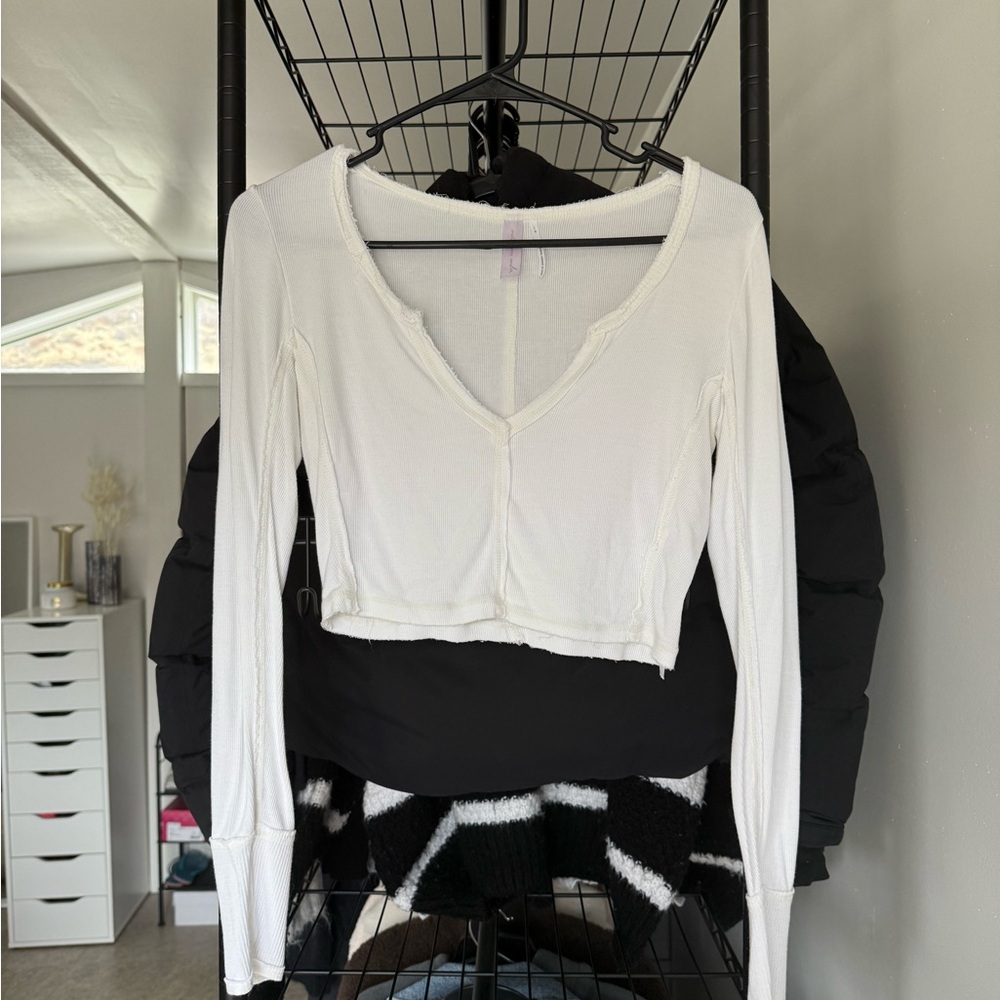 Urban Outfitters White Long Sleeve Crop Top